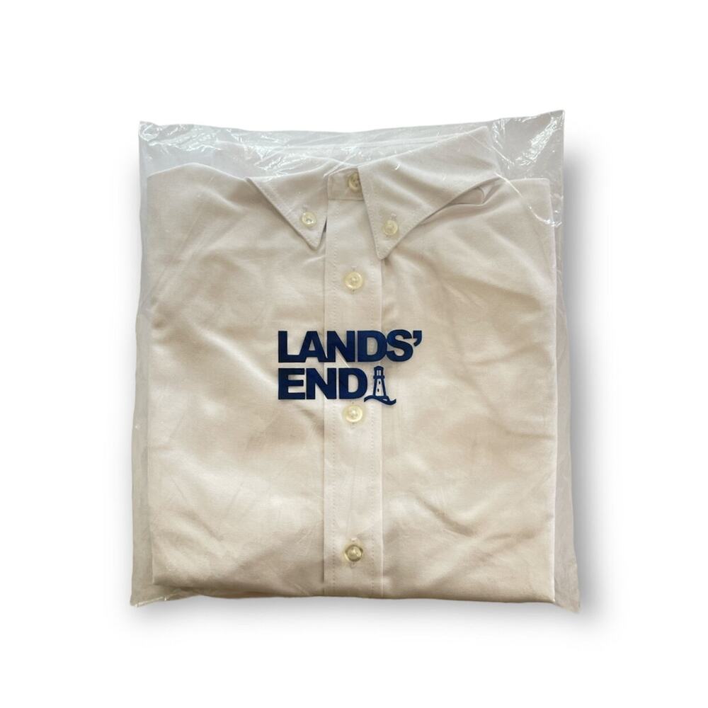 NEW Lands End White Button Down